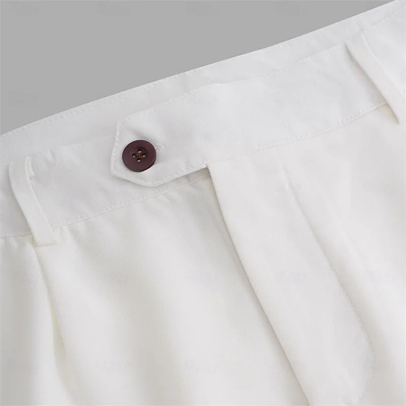 Men s  Fit Dress Pants Solid Color Flat Front Trousers Classic Business Casual Suit Pants Modern Formal Wear Hemmed Bottoms