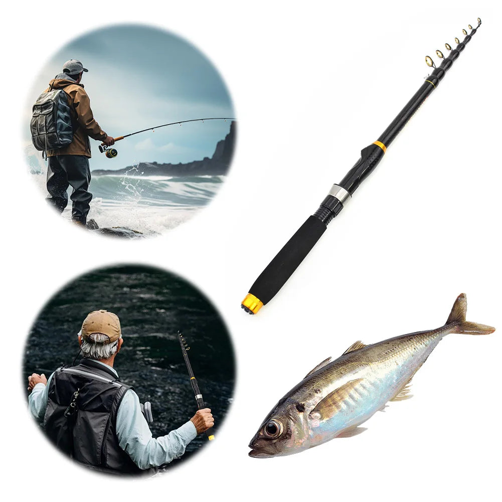 1.8m/2.1m Fishing Rod Portable Ultra Short Sea Rod Carbon Shrink Mini Long Casting Fishing Accessories Carbon Fiber Material