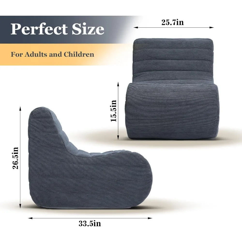 Bean Bag Chair, Fireside Bean Bags Lazy Sofa Sack, Big Beanbag Chair Floor Couch, Memory Foam Lounge Chair for Bedroom, Living R