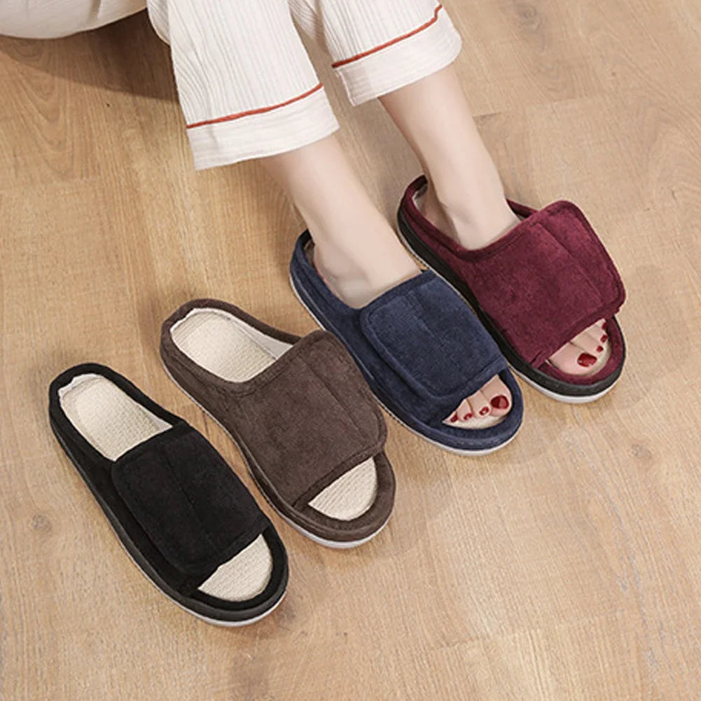 Men Women's Diabetic Slippers Open Toe Slide Slippers with Rubber Sole Swollen Feet Slippers for Indoor Outdoor