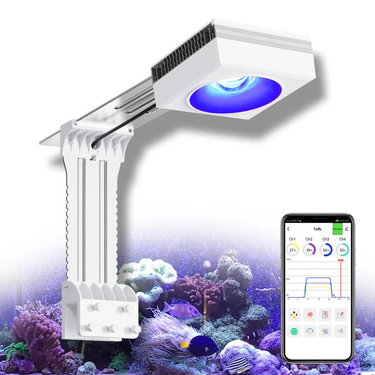 PopBloom Hertz RL90 Full WiFi Spectrum Programmable Sunrise/Sunset 100W Saltwater Aquarium LED Reef Lighting