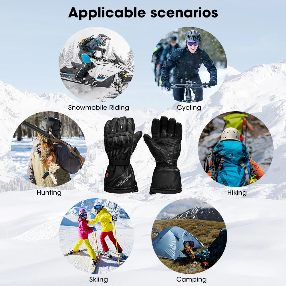 Waterproof Rechargeable Heating Thermal Gloves For Snowmobile Skiing Riding Heated Gloves Motorcycle Winter Heated Gloves Warm