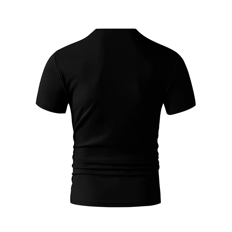 2025 New Men's Casual Fashion Simple V-neck Short Sleeved T-shirt Summer Comfortable Breathable Versatile Top