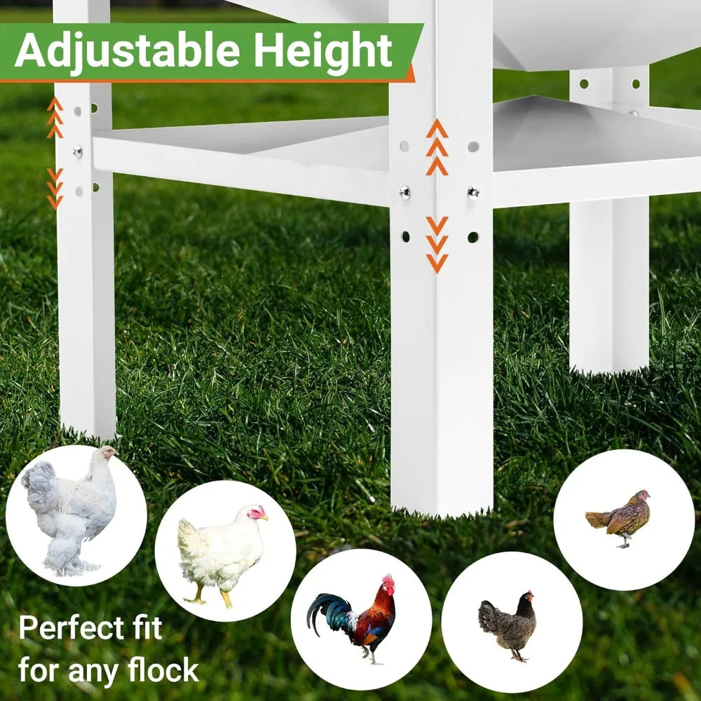 Chicken Feeder, 85LBS Capacity Metal Poultry Feeder (18” x 15.1” x 29.5”) for 16 Chickens, Powder-Coated Steel Feeder w/Waterpro