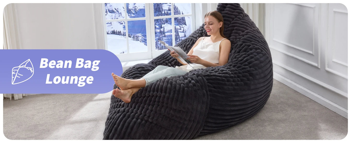 3 in 1 Bean Bag Chair Giant Bean Bag Chairs Convertible Bean Bag Floor Cushion with Machine Washable Cover, Beanbag Chairs