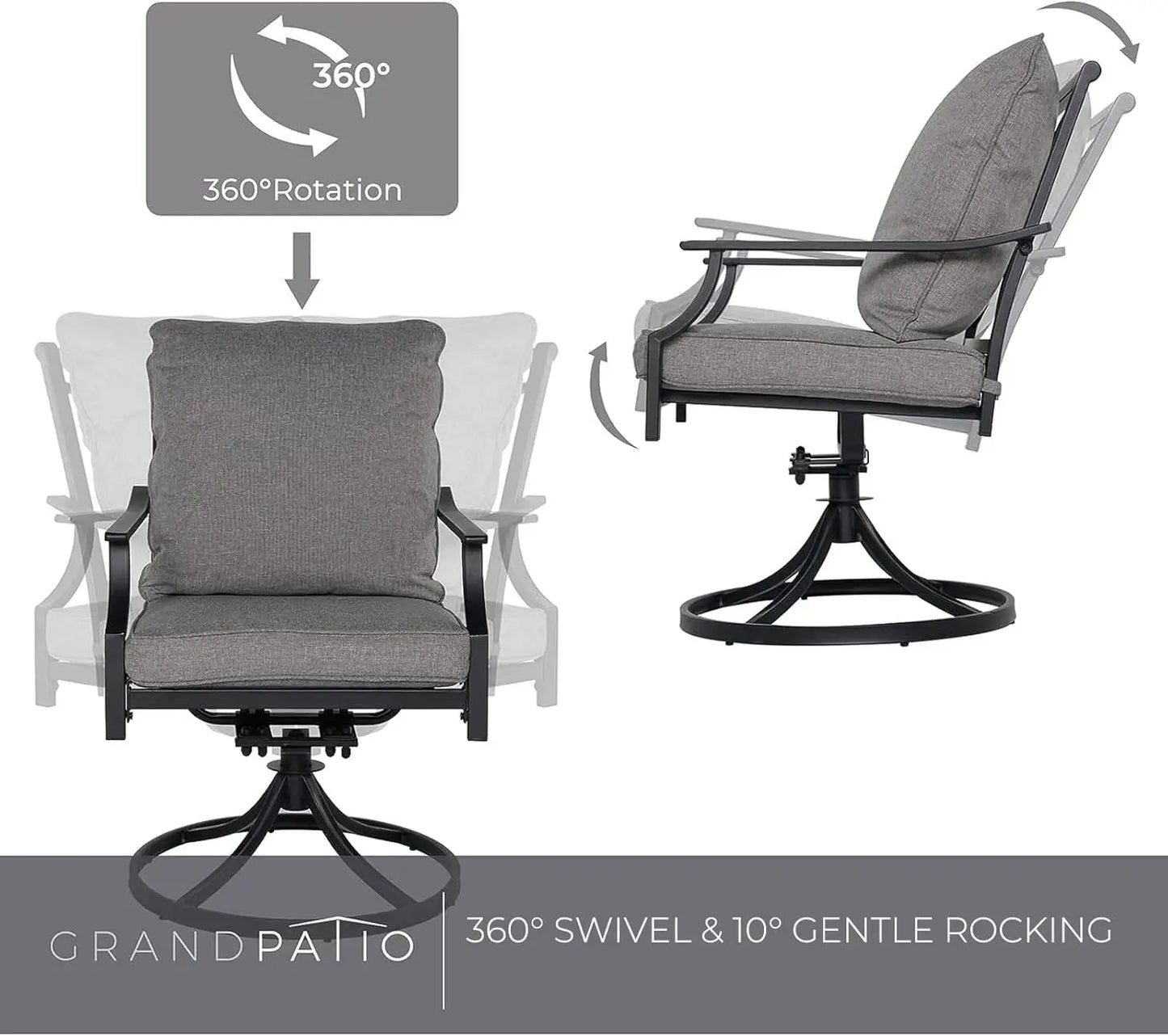 7-Piece Patio Dining Set for 6,  with Olefin Cushions & 1 Black Rectangular Faux Woodgrain Dining Table