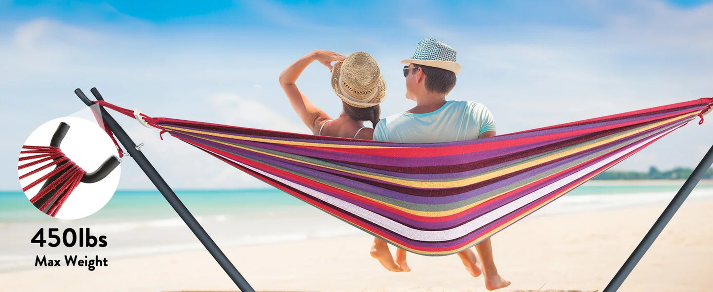 Gyroor Hammock with Adjustable Stand- Stylish Hammock Bed w/Storage Bag, 600lb Capacity