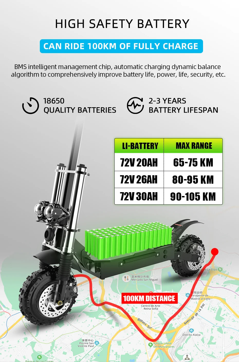 11inch Off Road Electric Scooter Dual Motor 85km/h Electric Scooter Adult 72V 6000W Powerful Electric Kick Scooter for Adults