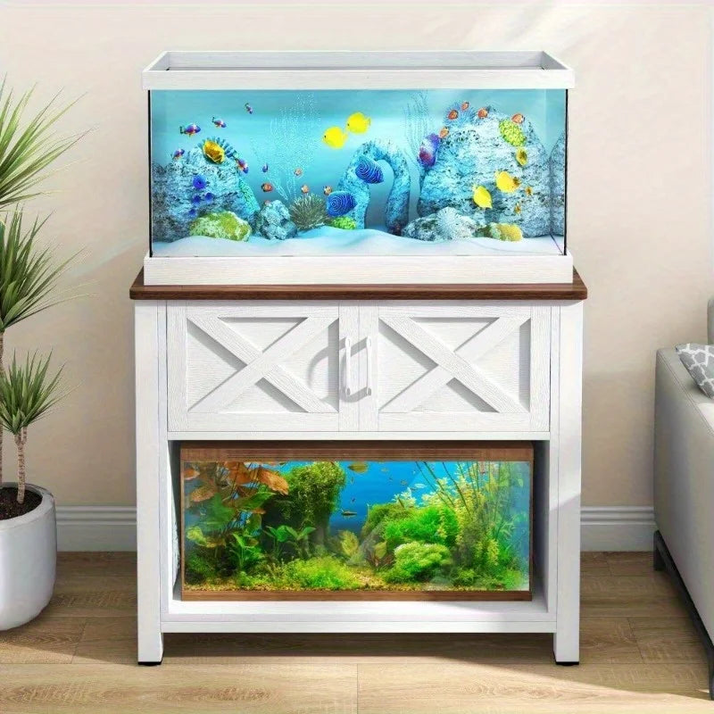 Heavy Duty Metal Fish Tank Rack with Power Outlet, Fish Tank Accessories Storage Cabinet - For 40-70 Gallon Fish Tank Racks