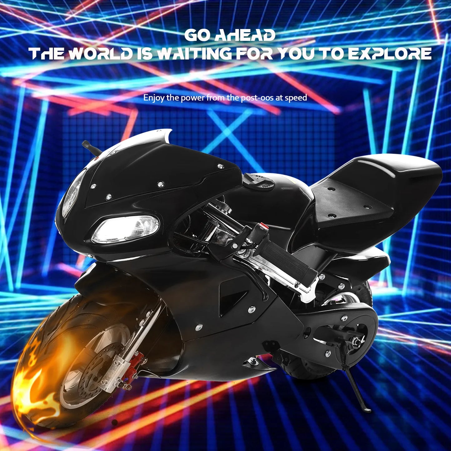 2-Stroke 49cc Pocket Gas Motorbike, Gas Pocket Motorbike, High Brightness Dual Headlights Rubber Handlebar Mini Motorcycle