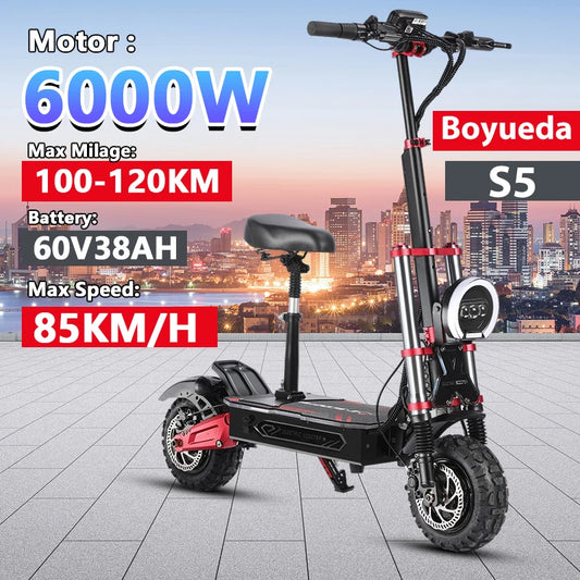 Boyueda S5 Electric Scooter 6000W Motor 60V38AH Battery
