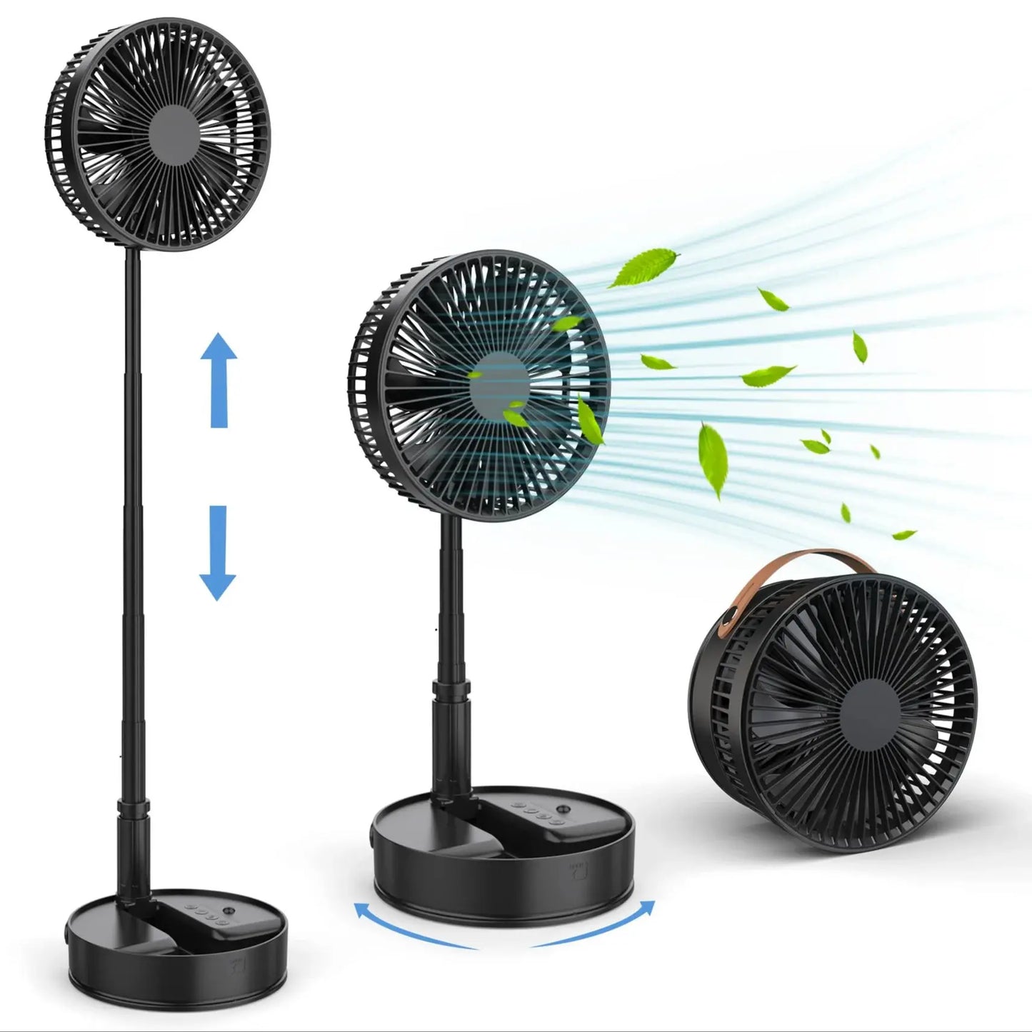 Remote Control Hand Strap &USB Charging Port  Battery Operated Portable Standing Fan, 4 Speed, Timer for Camping Travel Outdoor,