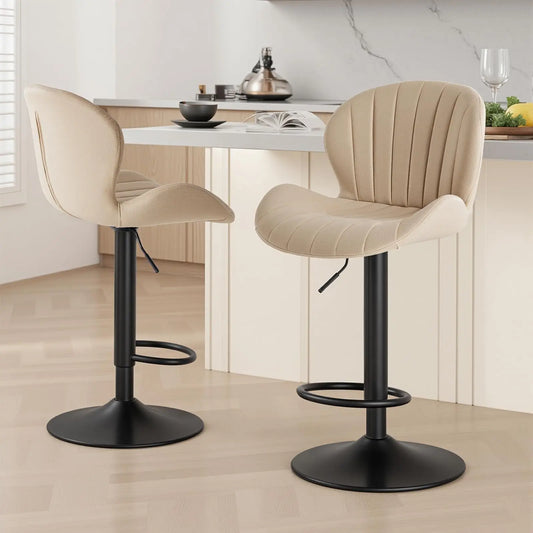 JHK Ergonomic Modern 360° Swivel Dining Chairs Set of 2 Adjustable Fabric Upholstered Kitchen Chairs with  For Kitchen Island