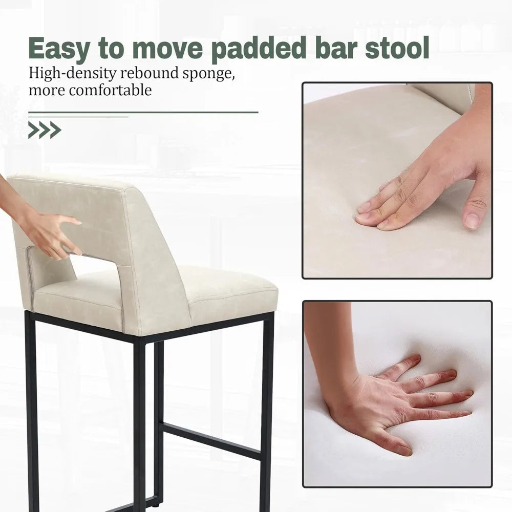 Counter Height Bar Stools for Kitchen Counter Modern Bar Chairs with Backs  for Kitchen Island with Upholstered Faux Leather