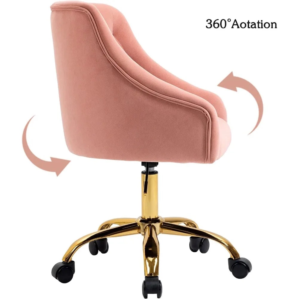 Home Office Desk Chair Modern Velvet Office Computer Chair Height Adjustable Mid-Back Task Chair