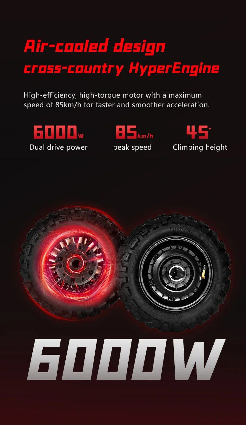 Boyueda S5 Electric scooter 6000WMotor 60v38AH Battery 11 Inch AdultOff-road Escooters 85km/h DoubleDrive Version E-5cooter
