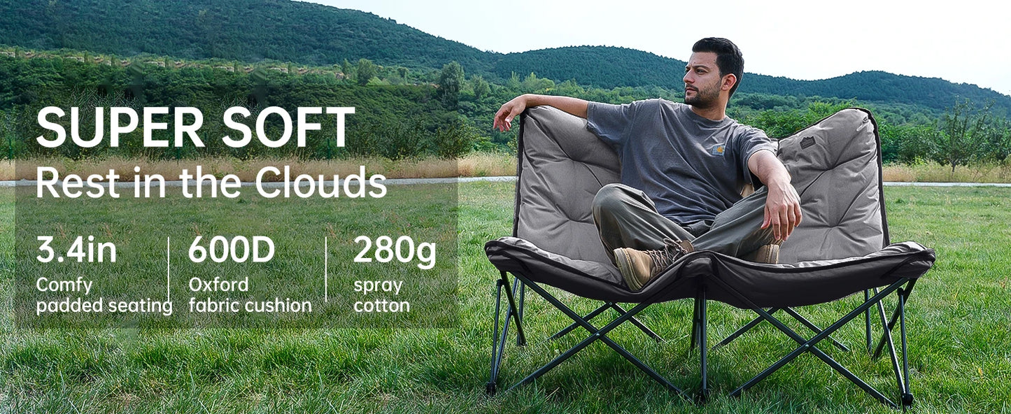 KingCamp Double Padded Butterfly Chair Oversized Camping Chair, Camping Lawn Patio Indoor Lawn with Padded Support 300 lbs