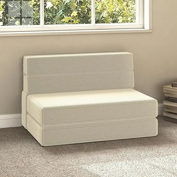 Memory Foam Sofa Bed, Convertible Futon Couch with Back Support, Foldable Floor Mattress Sleeper Chair for Living Room