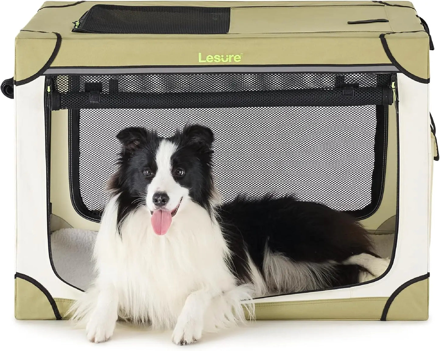 Soft Collapsible Dog Crate - 42 Inch Portable Travel Dog Crate for Extra Large Dogs Indoor & Outdoor, 4-Door Foldable