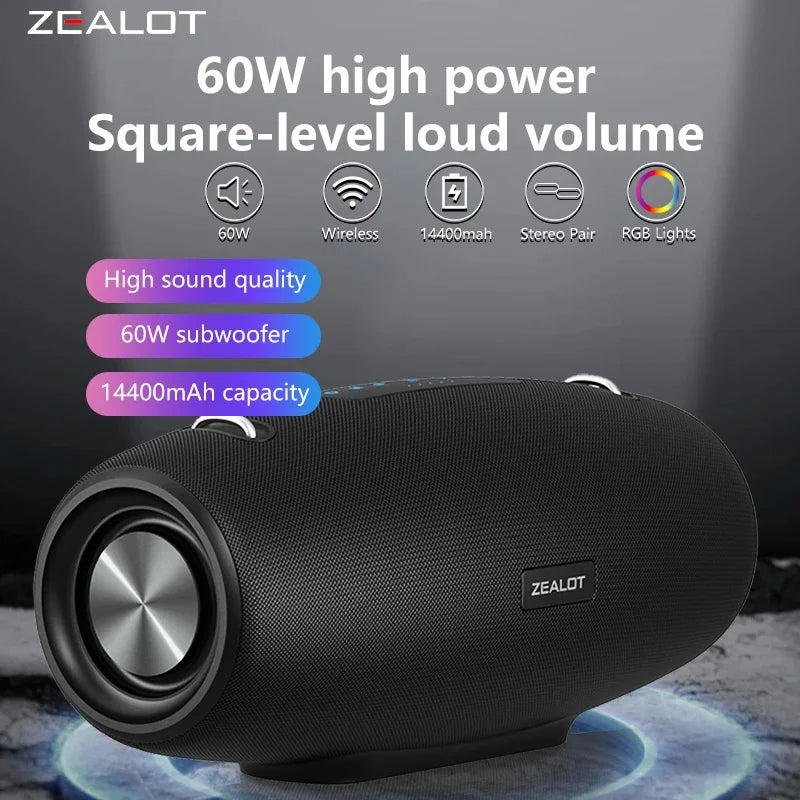 Zealot S67 Wireless Speaker WithShoulder Strap,Outdoor,Waterproof,Portable Speaker with Loud Stero and Booming Bass,40H Playtime