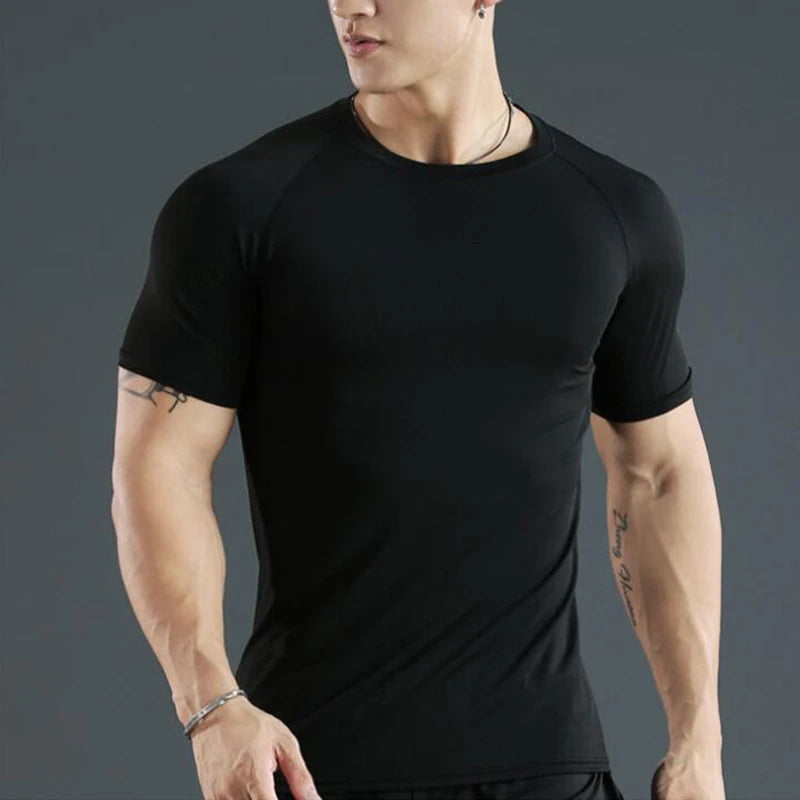 Men Short Sleeve t-Shirt Quick Dry Compression Shirts Fitness Gym t-Shirts Sport Bodybuilding Shirt Running Football Tee Shirts