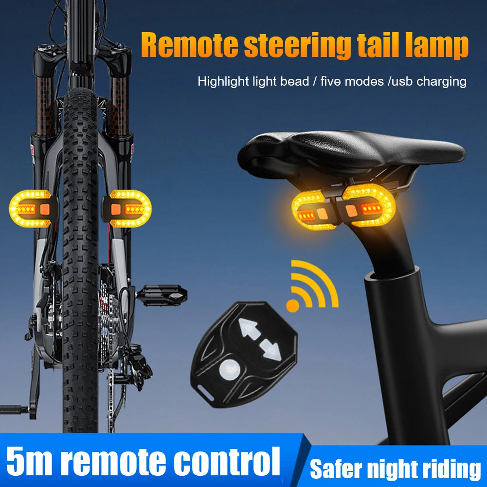 Bicycle Turn Signal Light Wireless Remote Control Bicycle Rear Light USB Rechargeable Cycling Back Light Bike Accessories