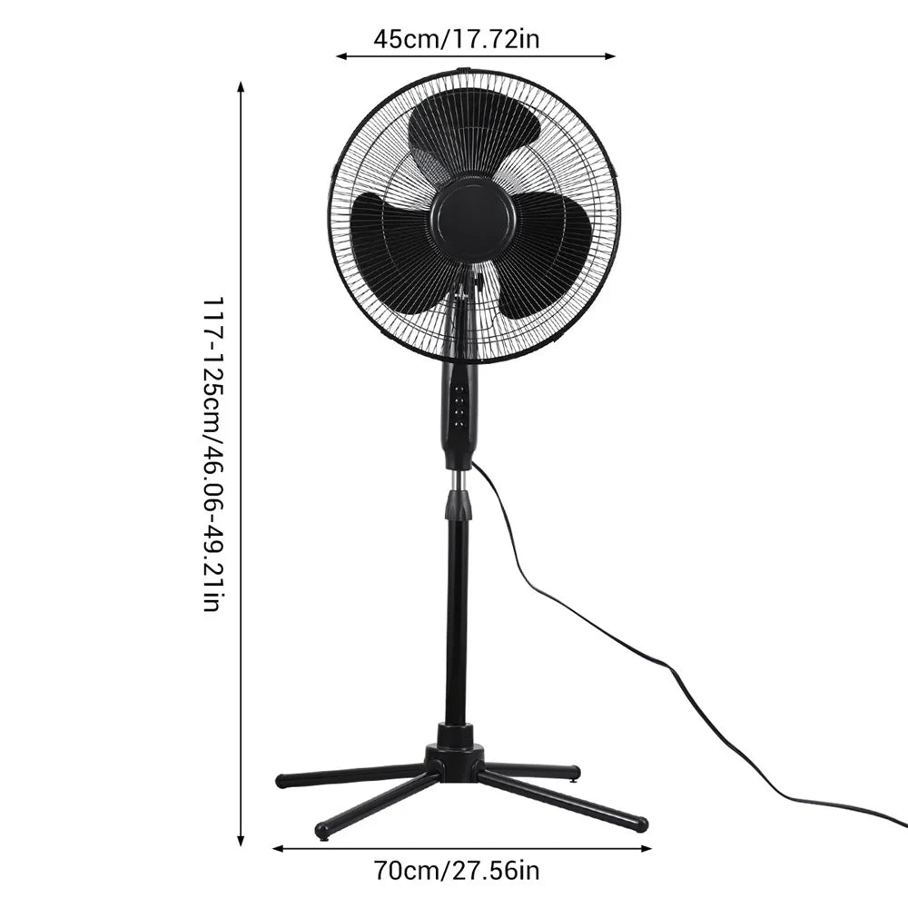 Kitchen Home Office 16 Inch Pedestal Standing Fan Adjustable Height and Tilt Floor Fan For Living Room Bedroom