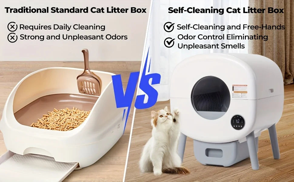 Lunapurr Self Cleaning Litter Box,Large Capacity Automatic Cat Litter Box Self Cleaning for Cats, App Control,Safety Protection