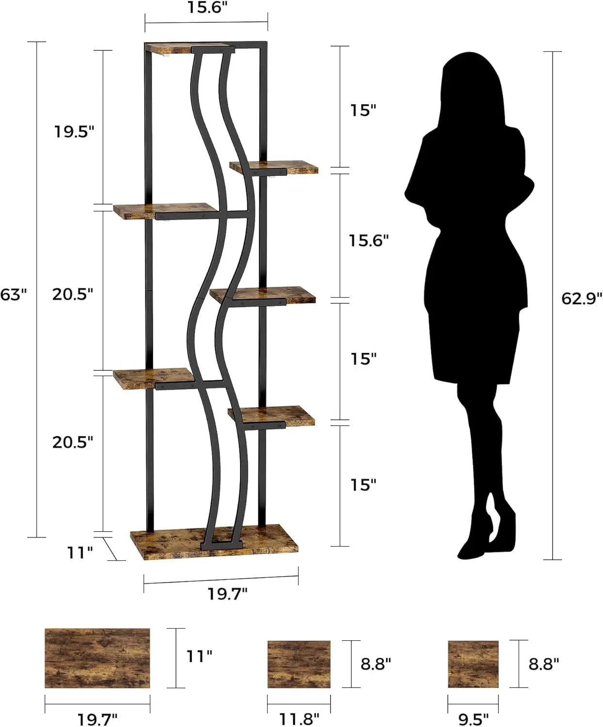 IRONCK Plant Stand Indoor with Grow Lights, 7 Tiered Tall Plant Shelf Indoor, 63" Corner Plant Stands for Indoor Plants