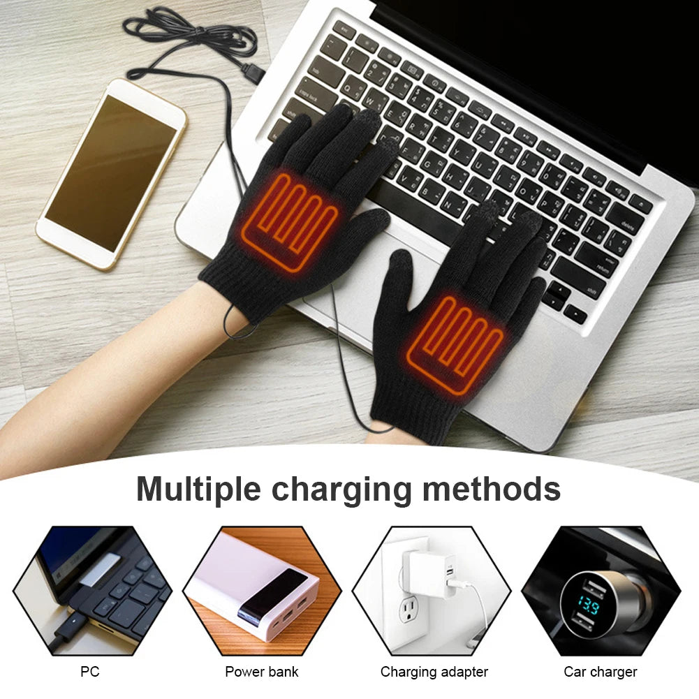 Winter Electric Heated Touch Screen Gloves for Outdoor Activities Skiing Riding Camping and Mountaineering