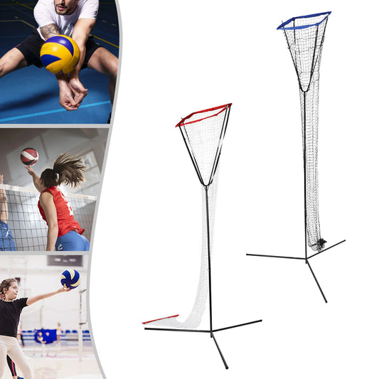 Volleyball Training Iron Net Frame,Black+Blue/Red Free Standing Volleyball Practice Net Adjustable Height and Angle for Patios
