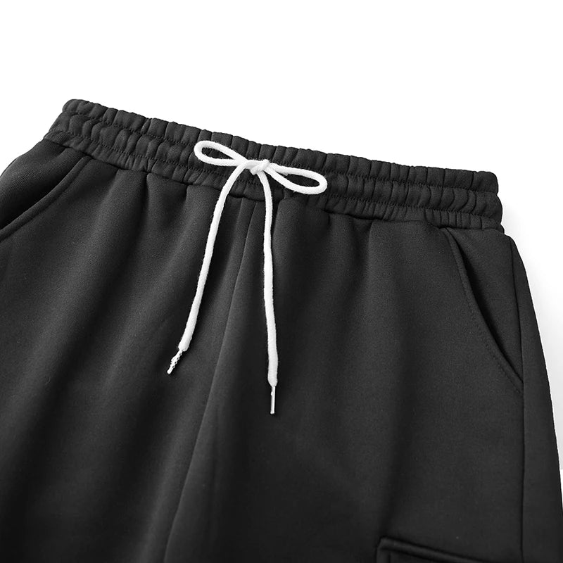 Men s Stylish Fleece Jogger Pants with Adjustable Drawstring Waistband Solid Color Casual Trousers for Fall and Winter
