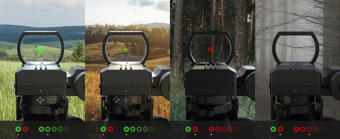 Feyachi Reflex Sight - 4 Reticle Red & Green Dot Sight Optics with Red Laser Sight Less Than 5mW Output for Picatinny Rails