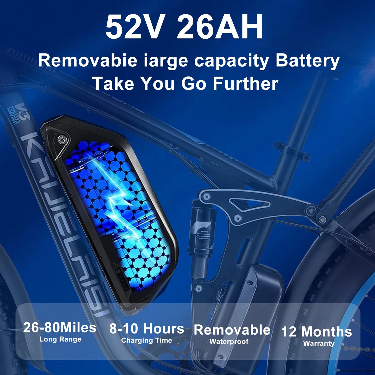 Electric Bike 3000W Dual Motor 52V 26AH Battery Hydraulic Brake