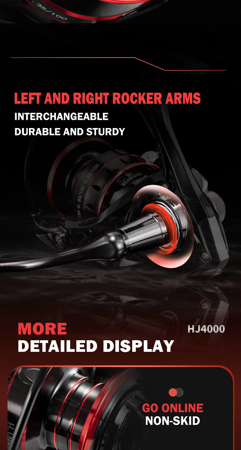 HJ Fishing Reel Spinning Reel Metal Reel Cup 10KG Max Drag Power Spinning Wheel High Speed Adapt to Any Water Body