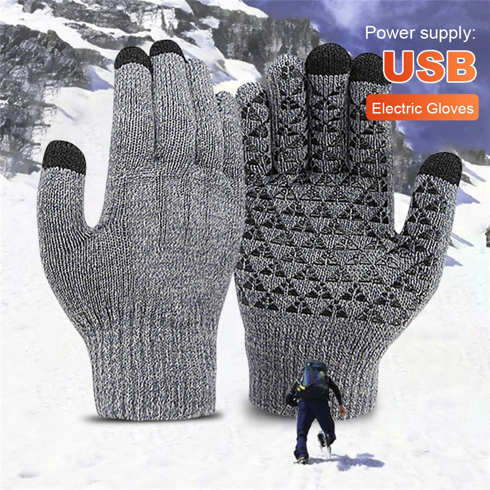Winter Electric Heated Touch Screen Gloves for Outdoor Activities Skiing Riding Camping and Mountaineering
