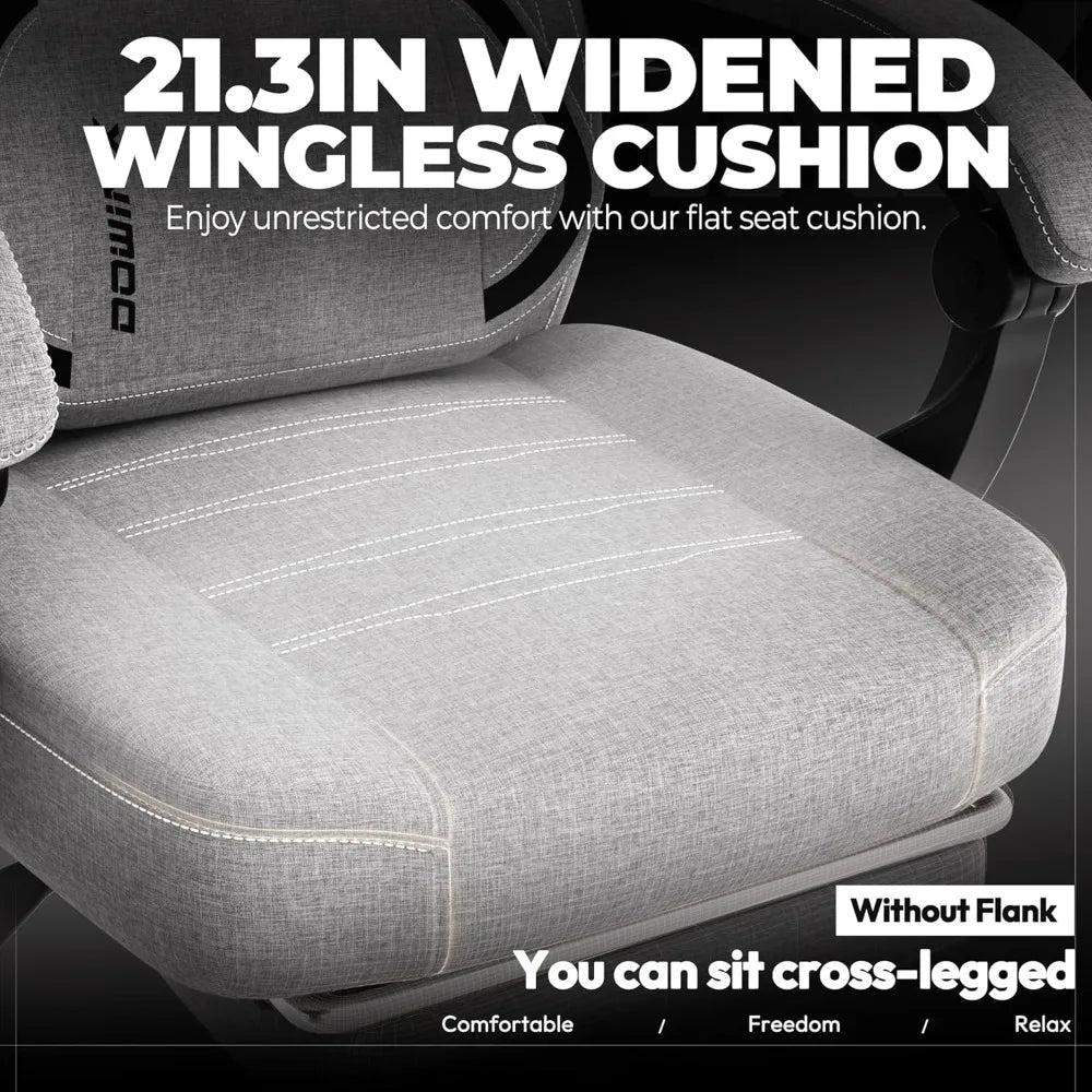 Fabric Gaming Chair with Footrest, Big and Tall Gamer Chair with Lumbar Support, Wide Back Computer Chair for Heavy People