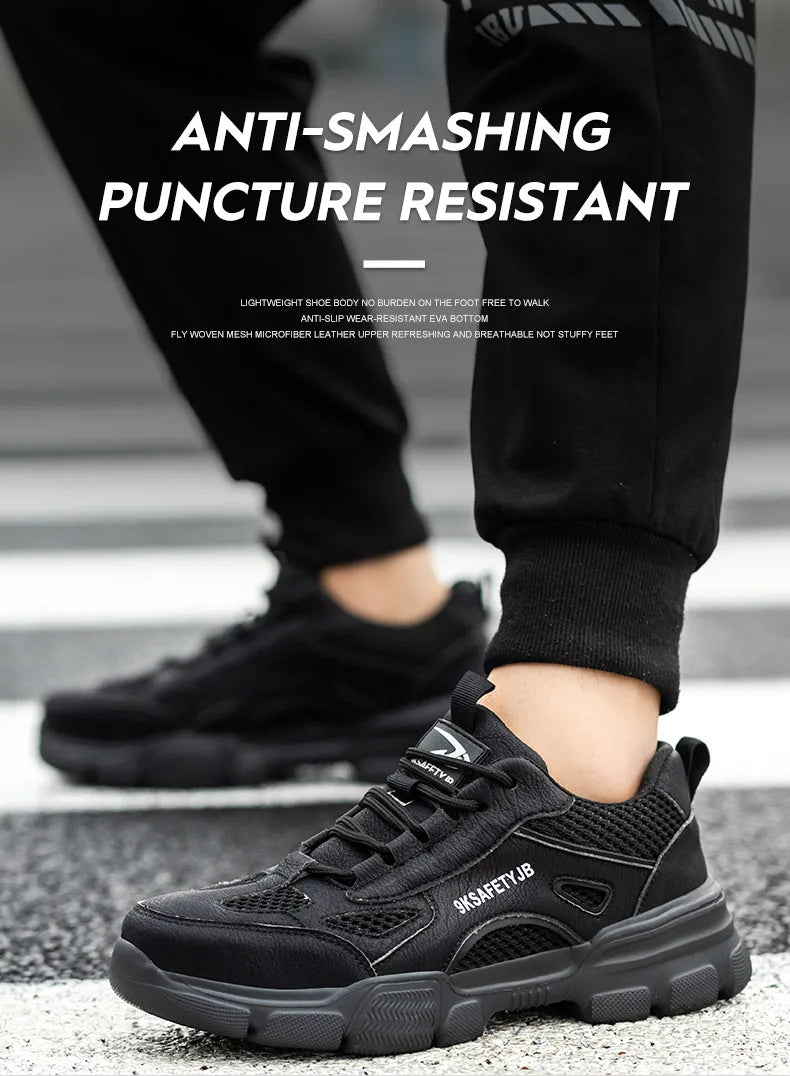 Low Top Breathable Safety Shoes Anti-Puncture Anti shock Work Shoes Slip Resistant Work Sneakers Protective Boots for Men