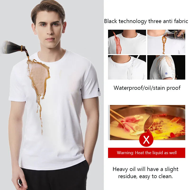 His And Hers Slim Fit Cotton Tech T-Shirt Waterproof Stain & Oil Resistant Couples Tee for Men And Women