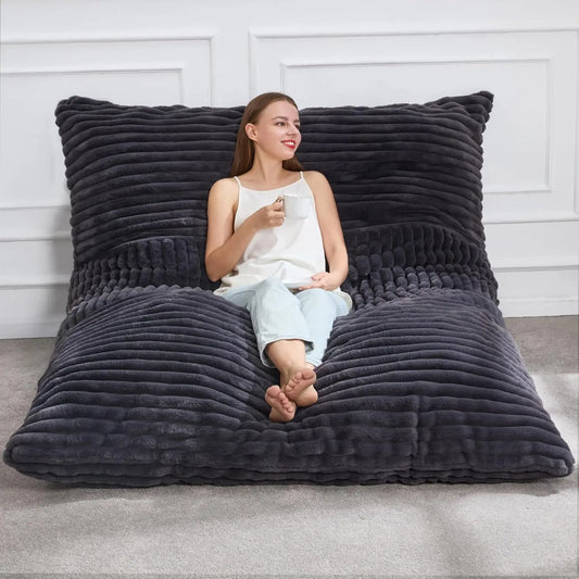 3 in 1 Bean Bag Chair Giant Bean Bag Chairs Convertible Bean Bag Floor Cushion with Machine Washable Cover, Beanbag Chairs