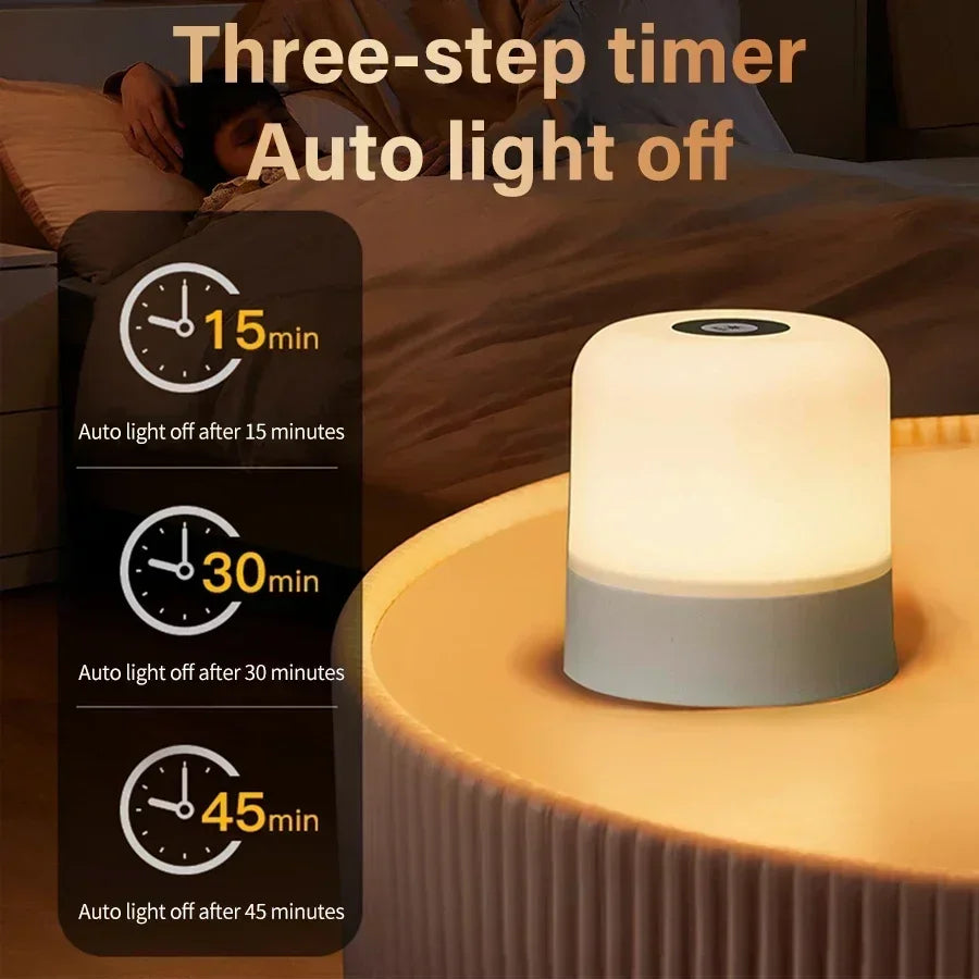 Rechargeable Led Night Light with Remote Control Touch Switch Table Lamp for Reading Bedroom White RGB Color Dimmable Portable