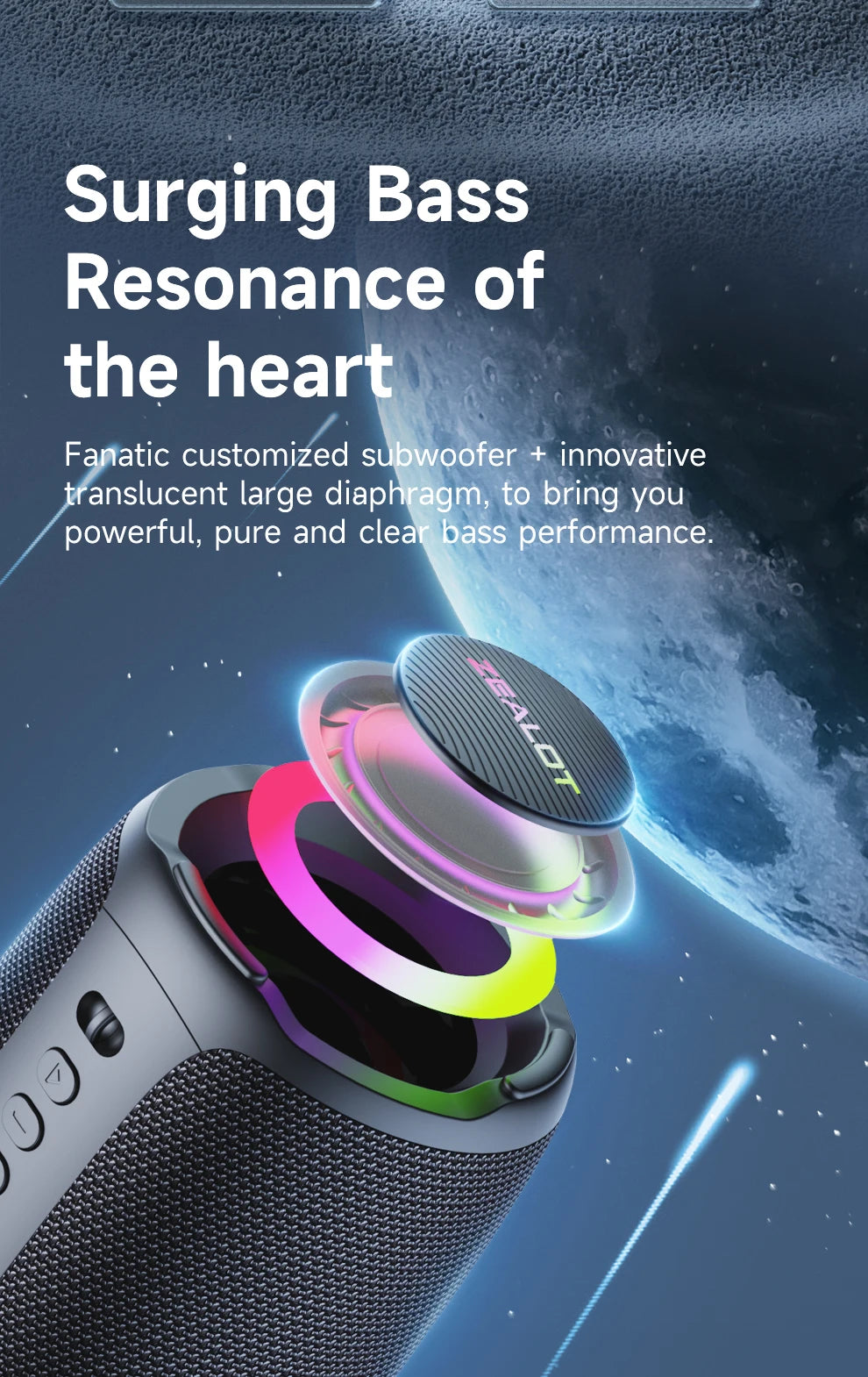 Zealot-S61 Bluetooth Speaker,with IPX6 Waterproof Protection and Outdoor Bass Sound for Backyard and Beach Party,10W Loudspeaker