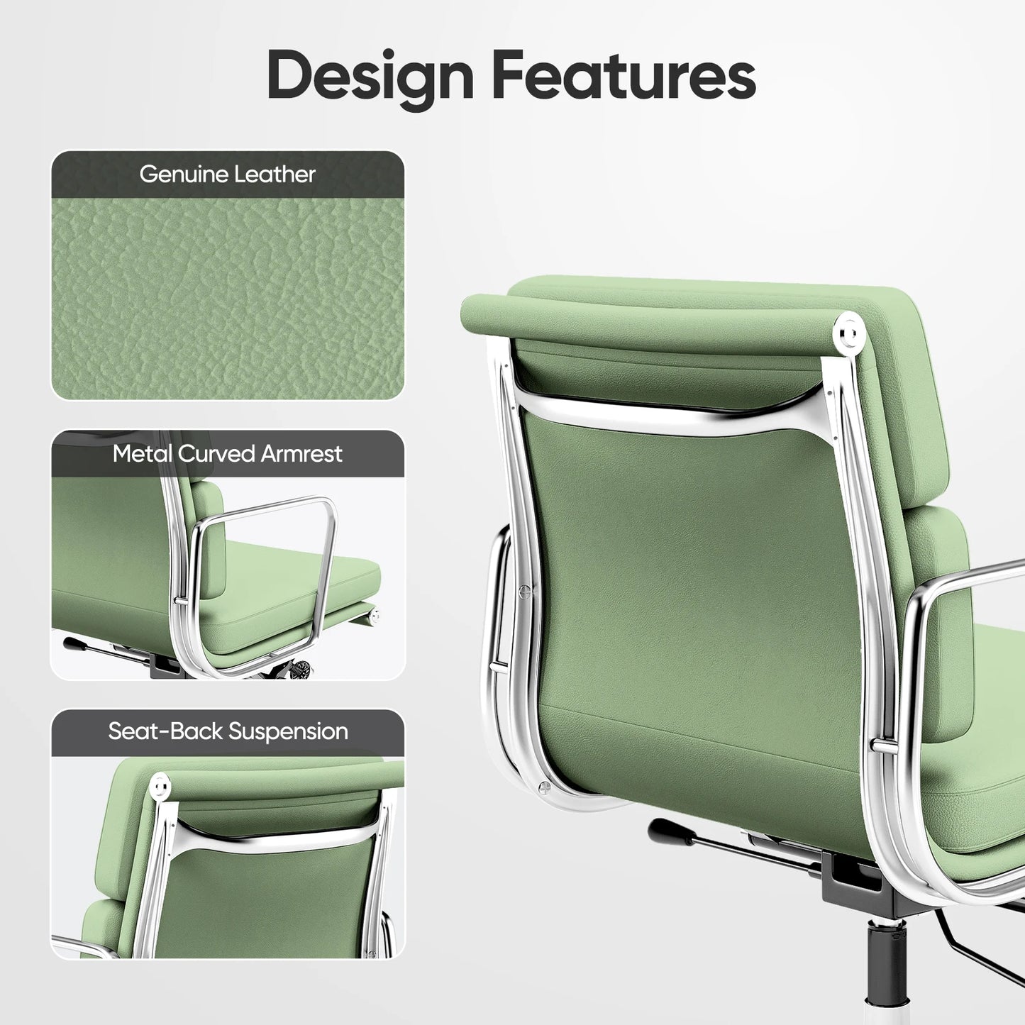 Office Guest Chair Genuine Leather Executive Chair Reception Chairs with Wheels Adjustable Swivel Rolling Office Chairs