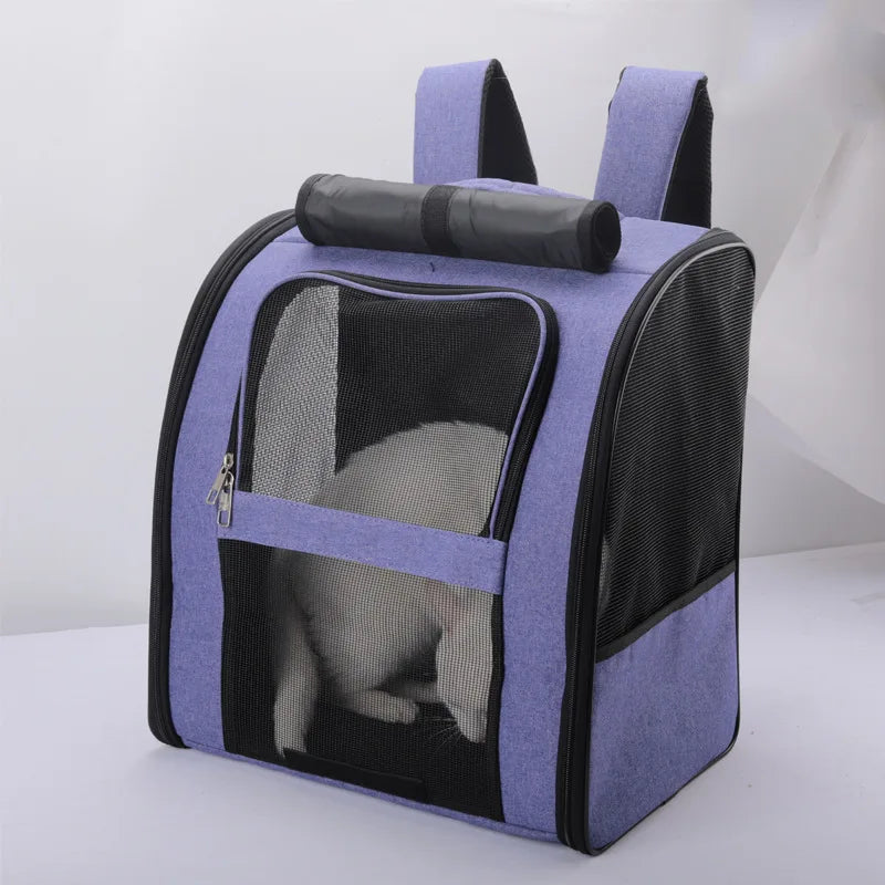 Pet Cat Backpacks Breathable Outdoor Cat Carrier Shoulder Bag for Small Dogs Cats Portable Travel Folding Backpack Pet Supplies