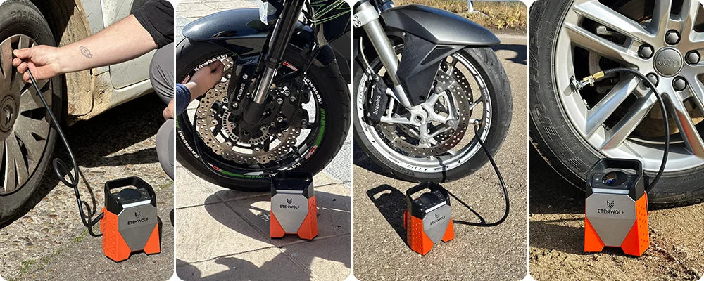 ETENWOLF ZEPHYR S3C Portable Air Compressor 100% Duty Cycle Car Tire Inflator 7800mAh for Cars, Motorcycles, Bicycles Balls
