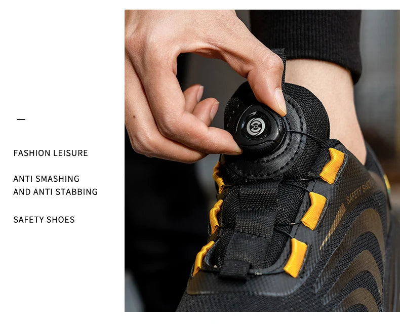 Lace-free, breathable, lightweight and comfortable anti-smashing and anti-puncture safety shoes