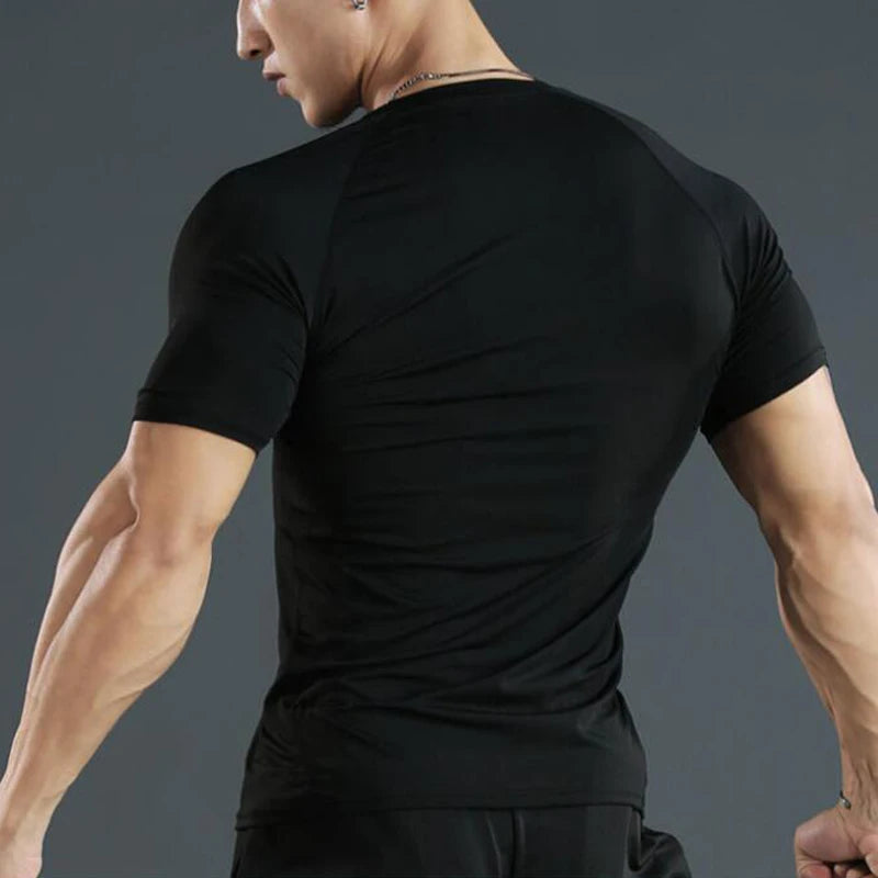 Men Short Sleeve t-Shirt Quick Dry Compression Shirts Fitness Gym t-Shirts Sport Bodybuilding Shirt Running Football Tee Shirts