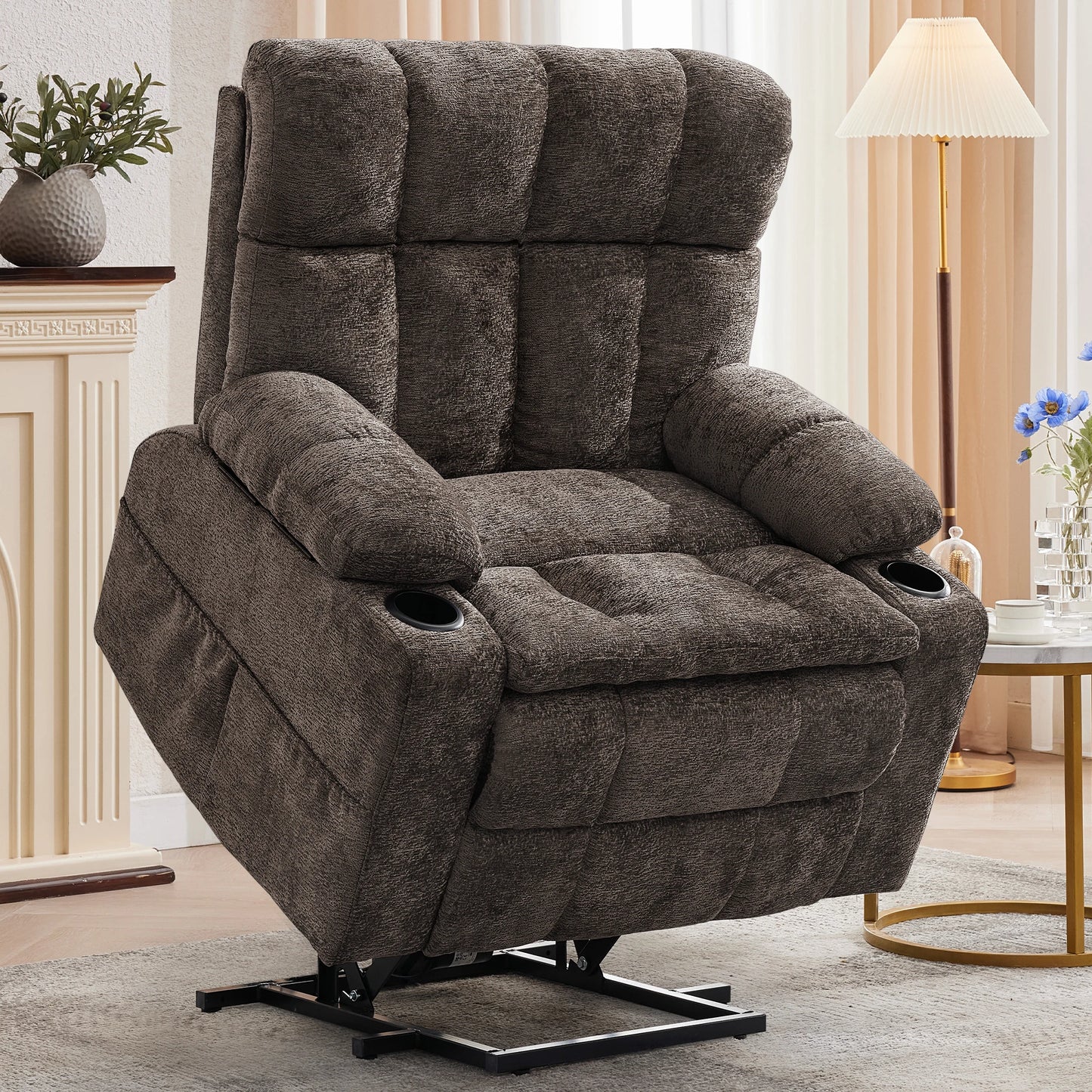Korser Oversized Motor Power Lift Recliner for Elderly with Headrest,Massage Single Sofa with USB Ports,Cupholder for LivingRoom