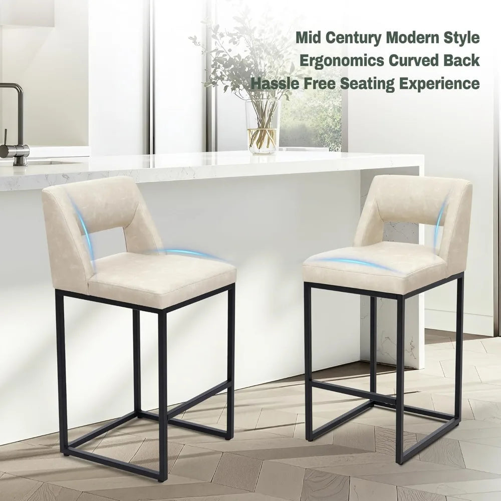 Counter Height Bar Stools for Kitchen Counter Modern Bar Chairs with Backs  for Kitchen Island with Upholstered Faux Leather