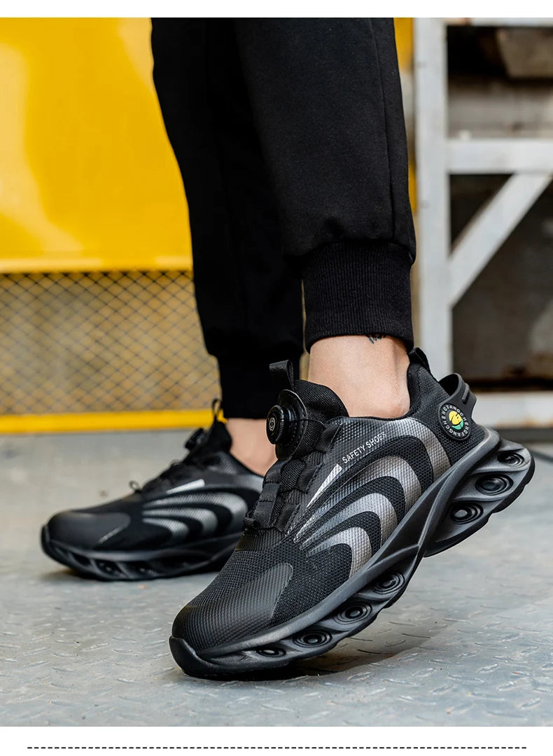 Lace-free, breathable, lightweight and comfortable anti-smashing and anti-puncture safety shoes